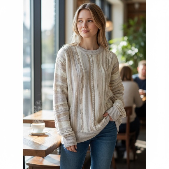 Abercrombie & Fitch Sweaters - Abercrombie & Fitch Cream Cable Knit Sweater